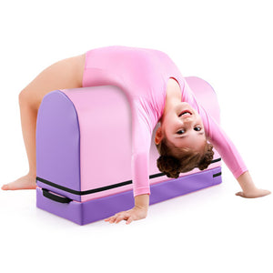 Gymnastics Vaulting Box with Detachable Mat Carrying Handle for Kids-Purple