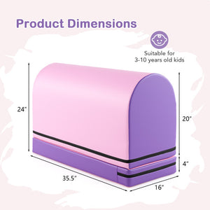 Gymnastics Vaulting Box with Detachable Mat Carrying Handle for Kids-Purple