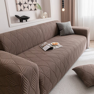 Modern Wavy Jacquard Sofa Slipcover, High Stretch Sofa Cover with 3D Organic Texture