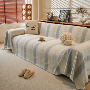 Modern Striped Couch Protector Blanket, Furniture Slipcover for L Shaped Sectionals