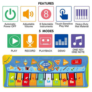Big Size Music Piano Carpets and Multiple Musical Instruments Sounds Play Mat Educational Toys For Kids