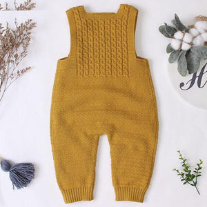 Handmade Baby Knitting Rompers Sleeveless Solid Color Jumpsuit Winter Romper For Girls and Boys In Modern Retro Style