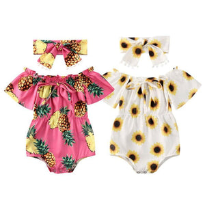 Modern Elegant Baby Girl Flower Romper Jumpsuit Playsuit Outfits Clothes For Girls With Bow