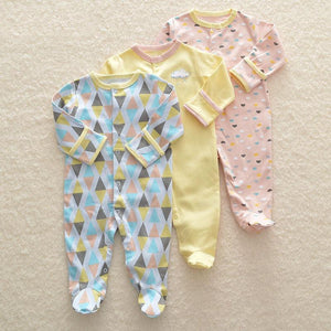 3Pcs Baby unisex Rompers  Long Sleeve Sleep suit Cartoon Jumpsuit Baby Pajamas Stes For Kids Between 0-12Months