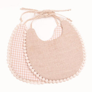 Double-deck Infant Baby Girl Boy Bib Kid Toddler Dinner Feeding Tassel Cotton Linen Burp Cloths
