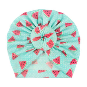 Luxury Modern Donut Baby Beanie Turban Hat Baby Cap Cotton Fruit Print Floral Toddler Baby Girl Cap Design