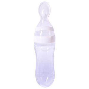 Silicone Baby Bottle With Spoon Food Supplement Bottles Squeeze Spoon Milk Feeding Bottle Cup For Baby and Kids