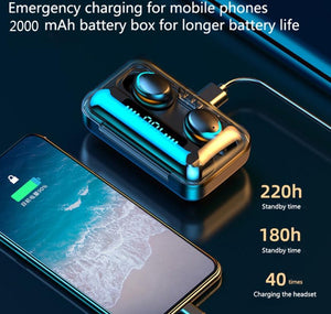 STEVVEX TWS Bluetooth 5.0 Earphones 2200mAh Charging Box Wireless Headphone 9D Stereo Sports Waterproof Earbuds Headsets With Microphone