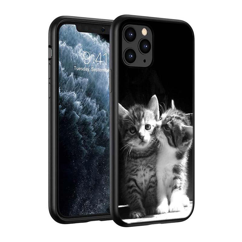 Black Big Eye Cat Cover Phone Case For iPhone 14 13 12 11 Pro Max Mini XS Max X XR Silicone Black Anti-Fingerprint Anti-Fall Clear Soft Anti-Yellow Cover Silicone Case