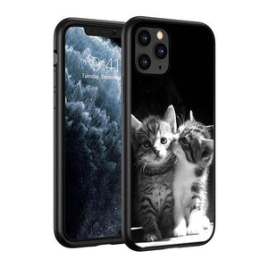 Black Big Eye Cat Cover Phone Case For iPhone 14 13 12 11 Pro Max Mini XS Max X XR Silicone Black Anti-Fingerprint Anti-Fall Clear Soft Anti-Yellow Cover Silicone Case