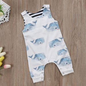 Newborn Baby Summer Clothing Sleeveless Whales Print Romper Jumpsuit Sun suit Playsuits For Boys