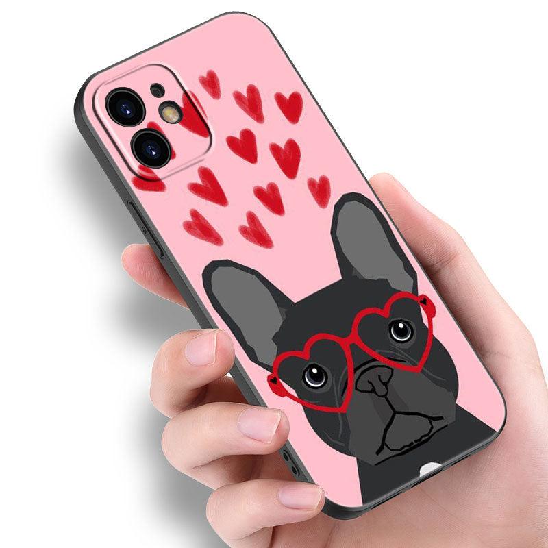 Cute Frenchie Puppy Phone Case For Iphone 14 13 12 Mini 11 Pro Max 7 8 Xr X Xs 7 8 Plus Se 2020 2022 Cover Cute Slim Phone Transparent Soft Elastic Silicone Cover