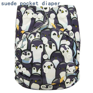 Newborn Cloth Diaper Sewed in Charcoal Bamboo Insert and Suede Pocket Diapers Waterproof Baby Nappies Design for Baby