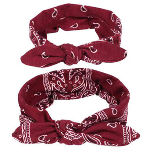 Luxury Modern Bow For Mother and Baby Headband Turban Rabbit Ears Elastic Hair Bands Retro Print Parent-Child Hair Accessories