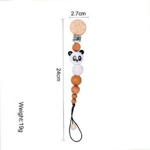 Modern Handmade Pacifier Chain Baby Teething Chains Crochet Rabbit Panda Beads Wooden Clips Wood Tiny Rod  For Kids