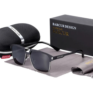 BARCUR Polarized Men’s Sunglasses – Fashionable Square Stainless Steel Frame UV400 Protection Anti-Reflective Outdoor Sports & Driving Eyewear – Original Design Casual Style with Premium Polycarbonate Lenses