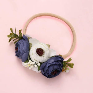 Modern Fashion Floral Headband Newborn Baby Elastic Hairbands Pearl Fresh Style Bow Knot For Girls
