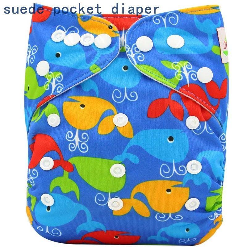 Newborn Cloth Diaper Sewed in Charcoal Bamboo Insert and Suede Pocket Diapers Waterproof Baby Nappies Design for Baby
