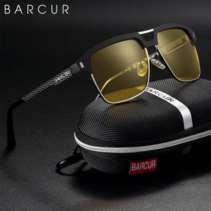 BARCUR Polarized Men’s Sunglasses – Fashionable Square Stainless Steel Frame UV400 Protection Anti-Reflective Outdoor Sports & Driving Eyewear – Original Design Casual Style with Premium Polycarbonate Lenses