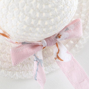 Luxury Modern Elegant Summer Bow Print Dress With Hat 2 piece Baby Clothes Suits Newborn Toddler Dress
