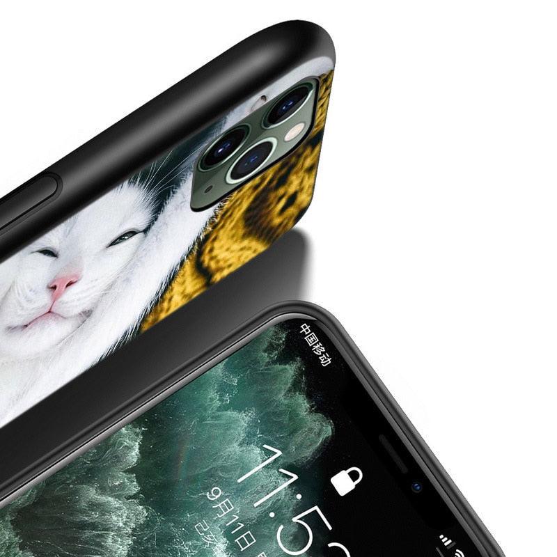 Black Big Eye Cat Cover Phone Case For iPhone 14 13 12 11 Pro Max Mini XS Max X XR Silicone Black Anti-Fingerprint Anti-Fall Clear Soft Anti-Yellow Cover Silicone Case