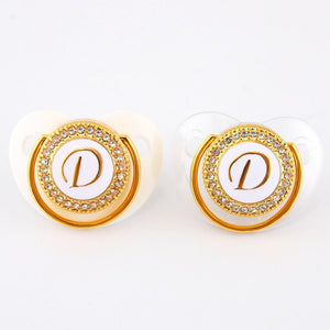 Modern Luxury Diamond Transparent Baby Pacifier Luxury Initials Letter D Bling Pacifier Rhinestone For Baby