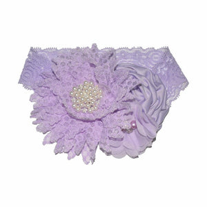Luxury Modern Handmade Flower Headband Newborn Infant Pearl Flowers With Lace wide Headbands Bebes Hair Accessories Bow