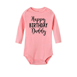 Happy Birthday Daddy Newborn Kids Baby Boys Girls Infant Long Sleeve Jumpsuit ROmper In Modern Designs With Party  Print