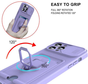 Lightweight Heavy Duty Protective Case With Rotatable Kickstand Ring For iPhone 13 14 Case Magnetic Ring Holder Cover for iPhone 12 11 14 Pro Wallet Card Armor iphone Case