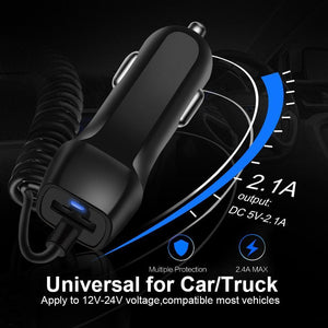 Car Charger With USB Cable Mobile Phone Charger Micro USB Type C Cable Fast Car Phone Charger