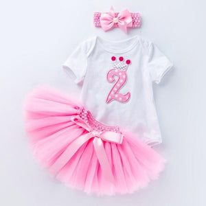 2 Year Girl Baby Birthday Dress For Birthday Girl Party - 3 Piece Infant Clothing Luxury Set For Birthdays For Girls