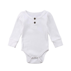Newborn Infant Baby Girl Boy Ribbed Bodysuit  Ruffle  Long Sleeve One-Pieces Solid Jumpsuit Outfits For Girls