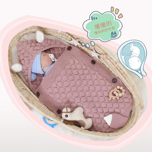 Stevvex Knitted Newborn Baby Blanket Baby Sleeping Bags Stroller Bedding Warm Swaddle Wrap
