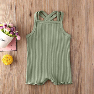 Luxury Modern Baby Kids Boy and Girl Infant Romper Jumpsuit Cotton Outfits Set Ribbed Solid Clothes For Kids