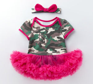 Pink Baby Luxury Bodysuit Infant Girls Princess Puffy Dress Baby Gown Party Wedding Excellent Girls Gift