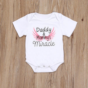 Newborn Kids Baby Girls Boys Clothes Father's Day Letter Print Romper Bodysuit For Baby For Girls And Boys Dadies & Momies Miracle Print
