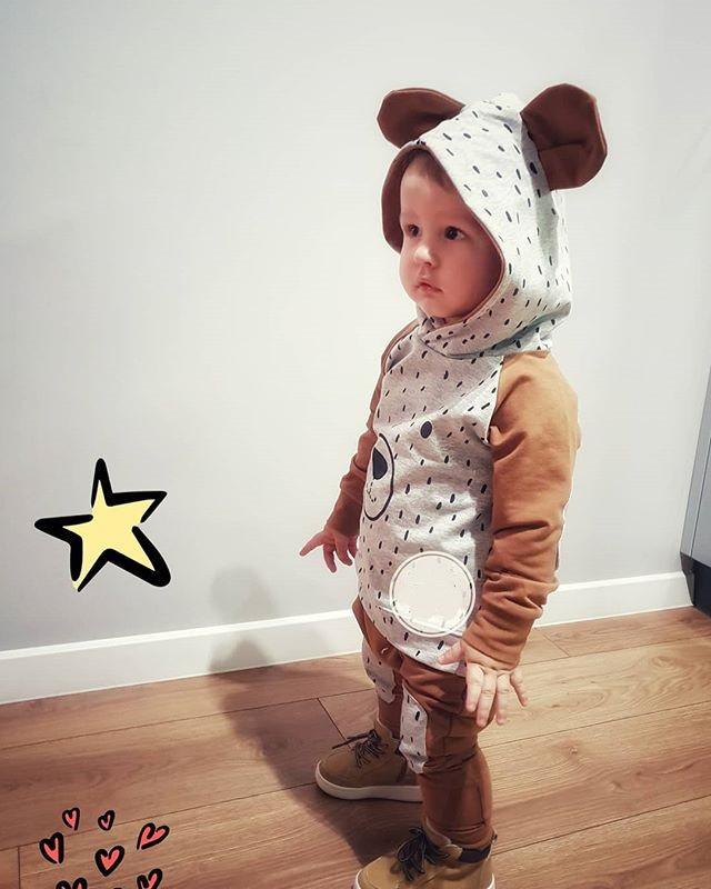 Newborn Boy Long Sleeve Bear Infant Hoodie Pant Tracksuit Set Pajamas For Kids In Bear Deisgn