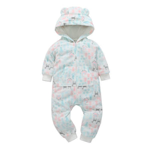 Modern Popular Fashion Newborn One Piece Fleece Hooded Jumpsuit Long Sleeved Baby Body suits Romper For Girls and Boys Kids