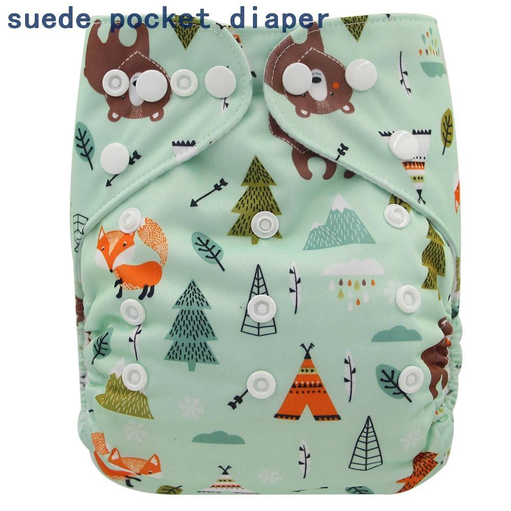Newborn Cloth Diaper Sewed in Charcoal Bamboo Insert and Suede Pocket Diapers Waterproof Baby Nappies Design for Baby