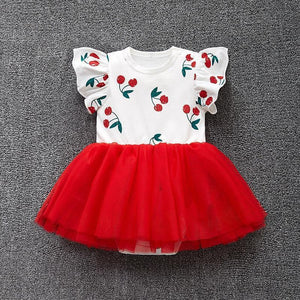 Pink Baby Luxury Bodysuit Infant Girls Princess Puffy Dress Baby Gown Party Wedding Excellent Girls Gift