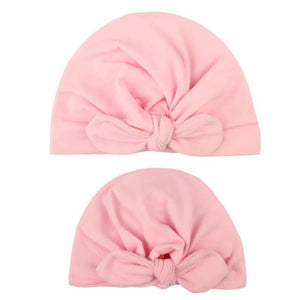 Modern Mom&Baby Turban Mother Baby Hat Headbands Mom Daughter Bow Knot Caps Print Solid Parent-Child Hair Accessories
