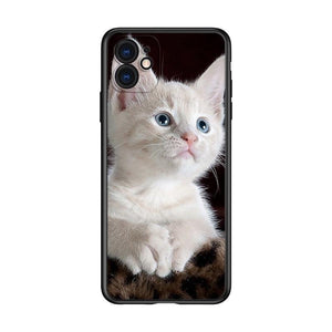 Black Big Eye Cat Cover Phone Case For iPhone 14 13 12 11 Pro Max Mini XS Max X XR Silicone Black Anti-Fingerprint Anti-Fall Clear Soft Anti-Yellow Cover Silicone Case