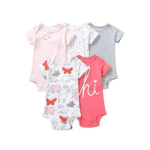 5PCS/SET Baby Bodysuit Newborn Clothes Short Sleeve Cotton Unisex Body Clothing Pajams for Kids