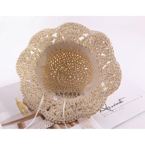 Handmade Modern Elegant Lady Baby Girls Breathable Lace Cap With Bow Great For Beach Sun