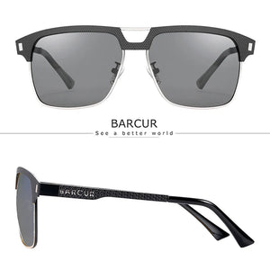 BARCUR Polarized Men’s Sunglasses – Fashionable Square Stainless Steel Frame UV400 Protection Anti-Reflective Outdoor Sports & Driving Eyewear – Original Design Casual Style with Premium Polycarbonate Lenses