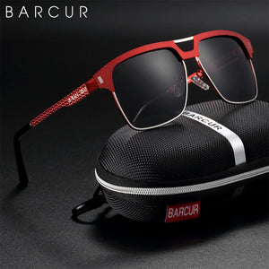 BARCUR Polarized Men’s Sunglasses – Fashionable Square Stainless Steel Frame UV400 Protection Anti-Reflective Outdoor Sports & Driving Eyewear – Original Design Casual Style with Premium Polycarbonate Lenses