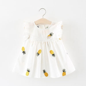 Summer Baby Frill Sleeve Newborn Infant Dresses Cotton Pineapple Sleeveless Toddler Dresses For Girls