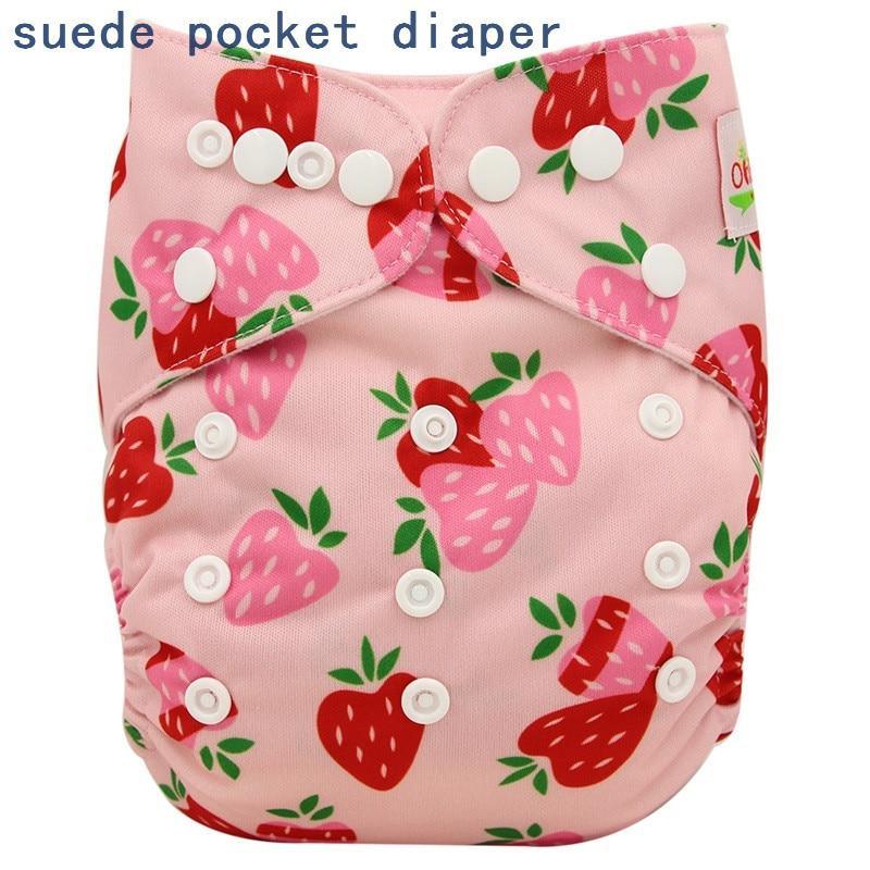 Newborn Cloth Diaper Sewed in Charcoal Bamboo Insert and Suede Pocket Diapers Waterproof Baby Nappies Design for Baby