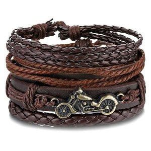 Vintage Black Bead Bracelets For Men Fashion Hollow Triangle Leather Bracelet & Bangles Multilayer Wide Wrap Jewelry For Men and Women