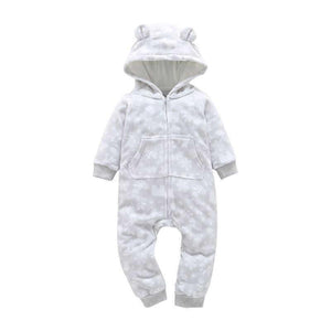 Modern High Quality Newborn Infant Baby Clothes Fleece Jumpsuit Boys Romper Hooded Jumpsuit Bear For Kids